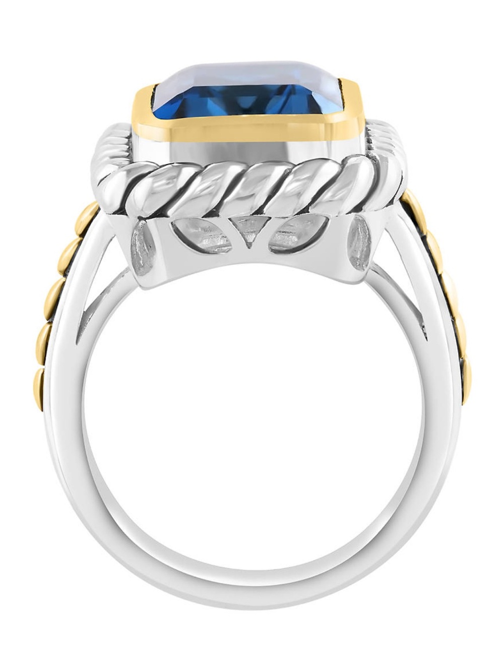 Effy Two-Tone Emerald-Cut 7 ct Blue Topaz Ring - Picture 2 of 12